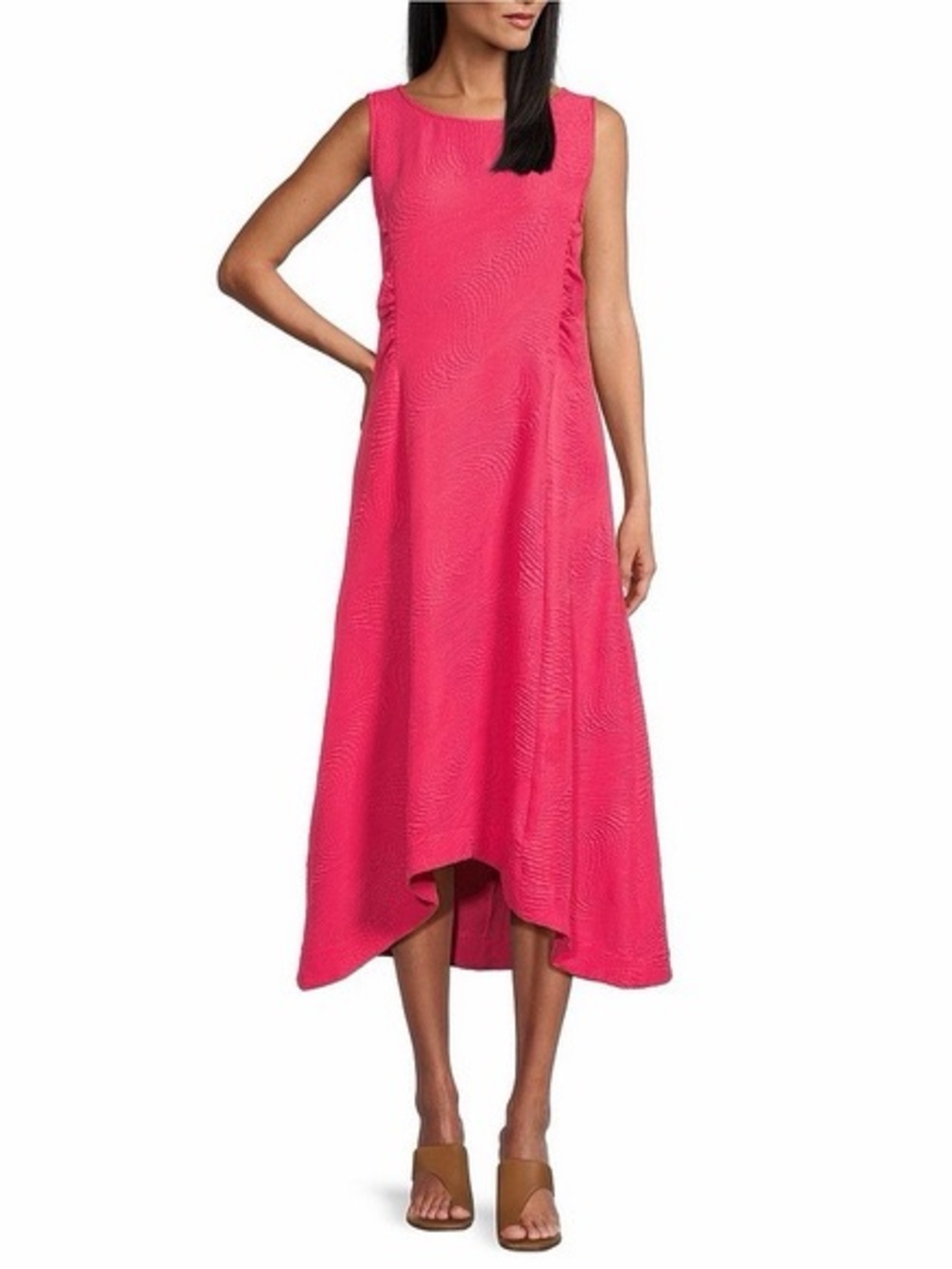 NWT $228 IC Collection Textured Dress, Coral Pink